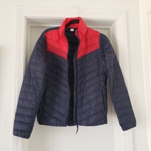 Old Navy blue and read womens puffer jacket size M with zippered pockets